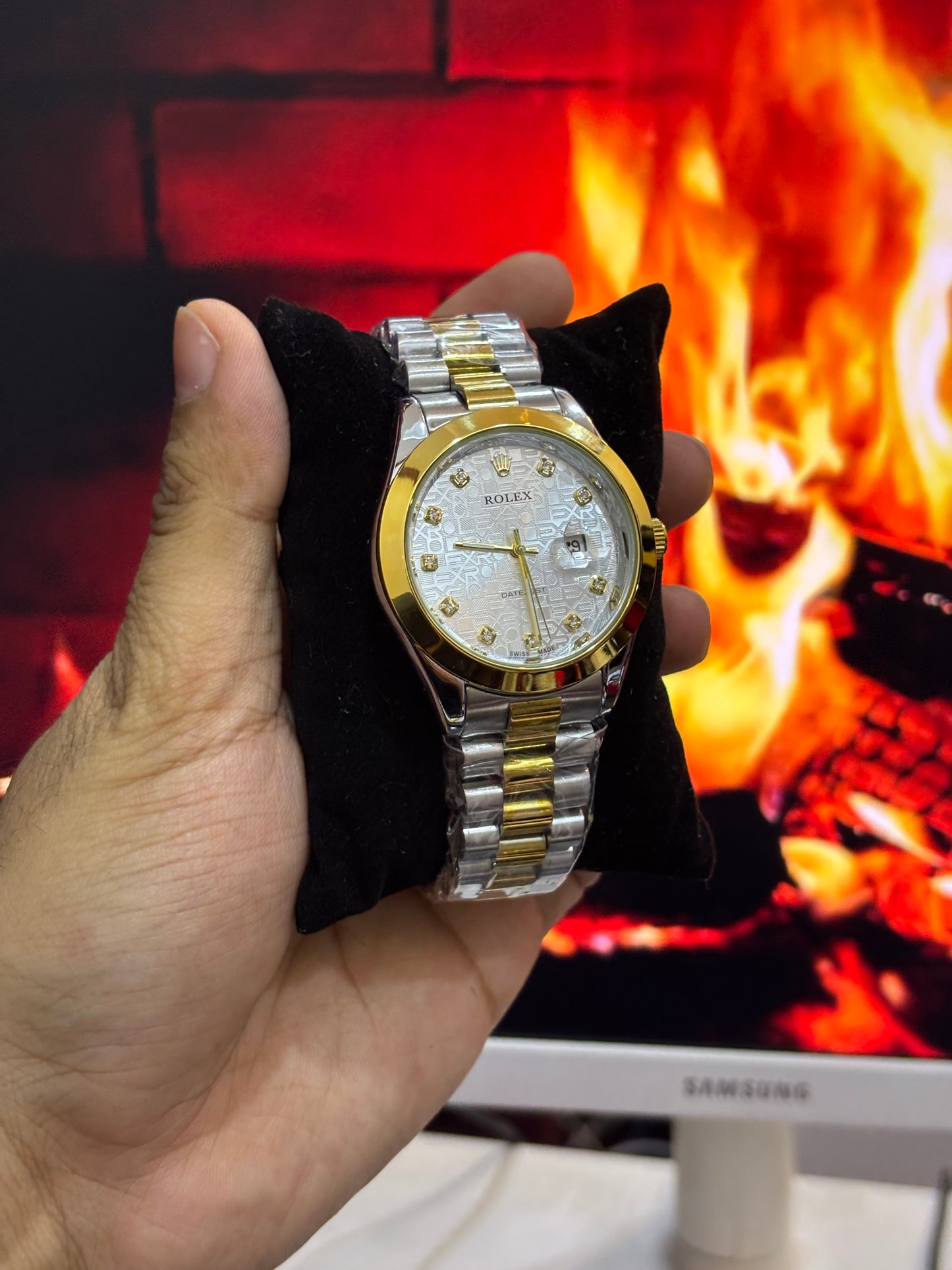 Rolex Two Tone white Printed Dial